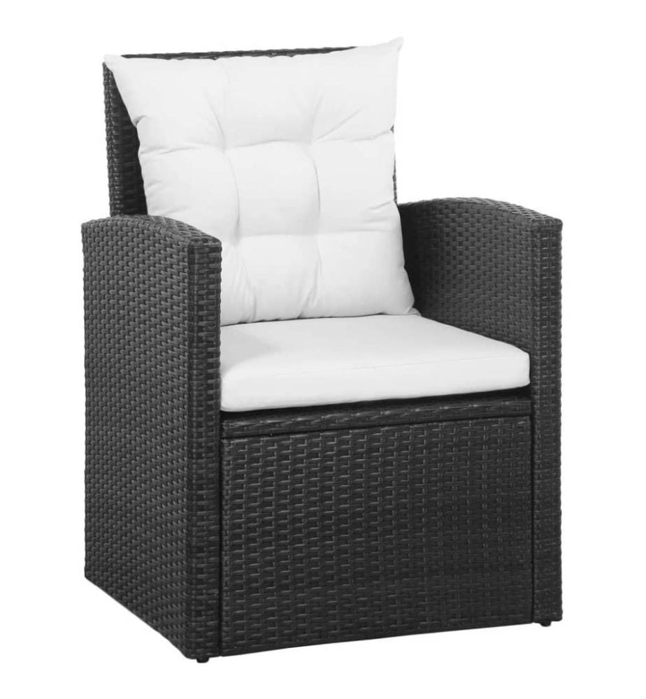Salon de jardin 5 pcs avec coussins Résine tressée Noir