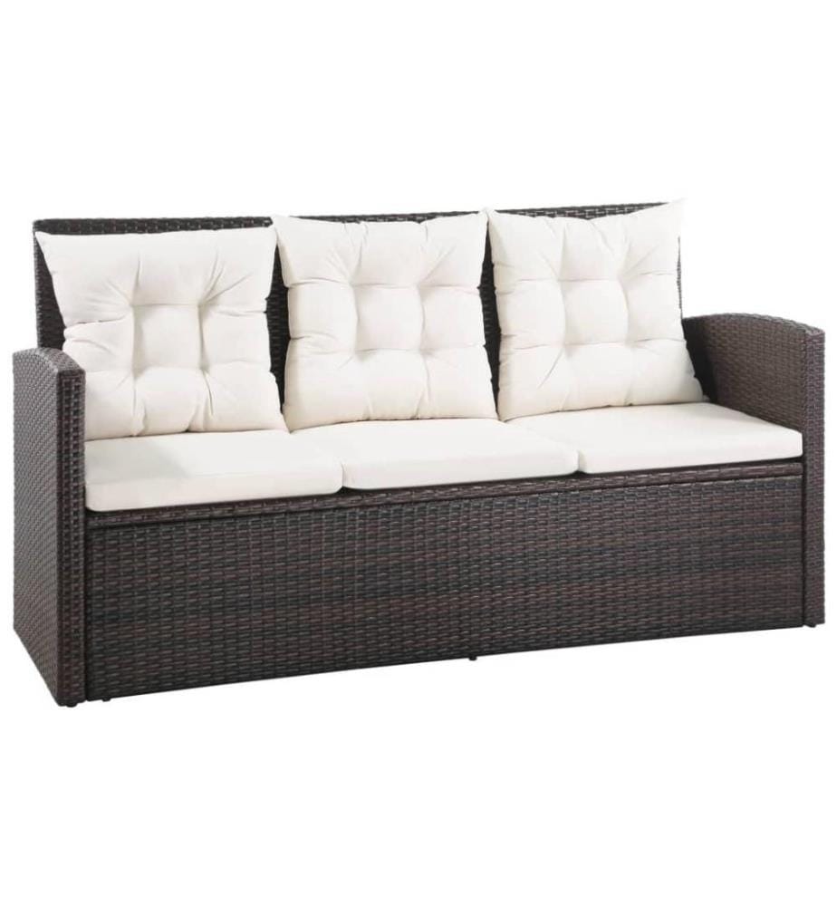 Salon de jardin 5 pcs avec coussins Résine tressée Marron