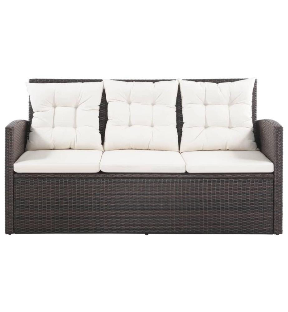 Salon de jardin 5 pcs avec coussins Résine tressée Marron