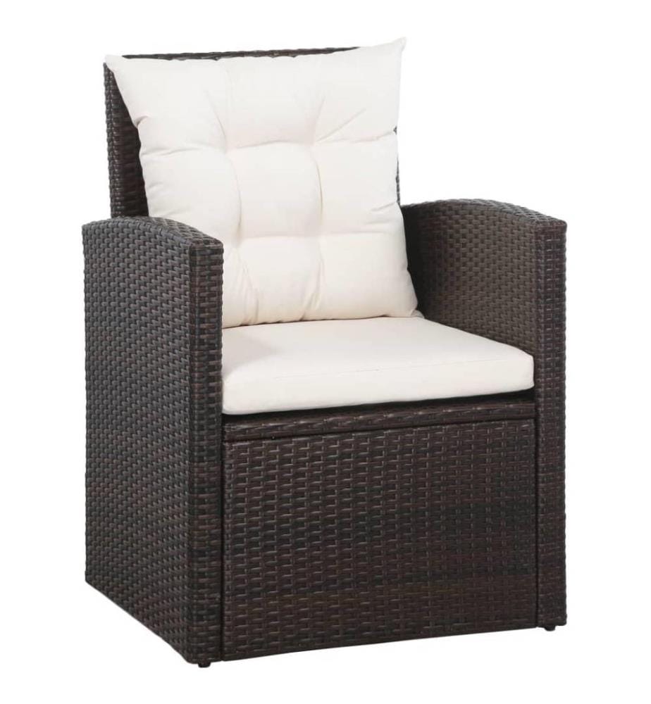 Salon de jardin 5 pcs avec coussins Résine tressée Marron