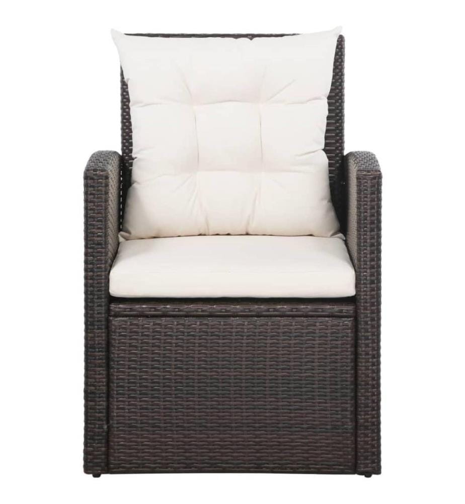 Salon de jardin 5 pcs avec coussins Résine tressée Marron