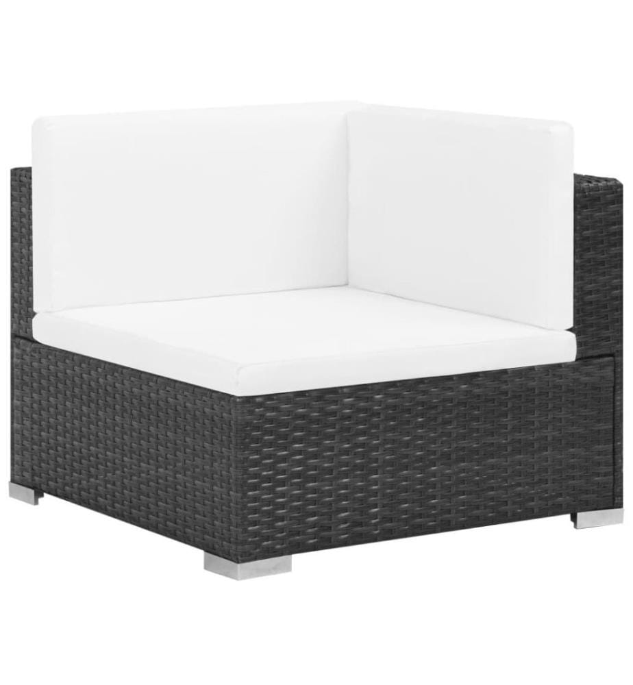Salon de jardin 7 pcs avec coussins Résine tressée Noir