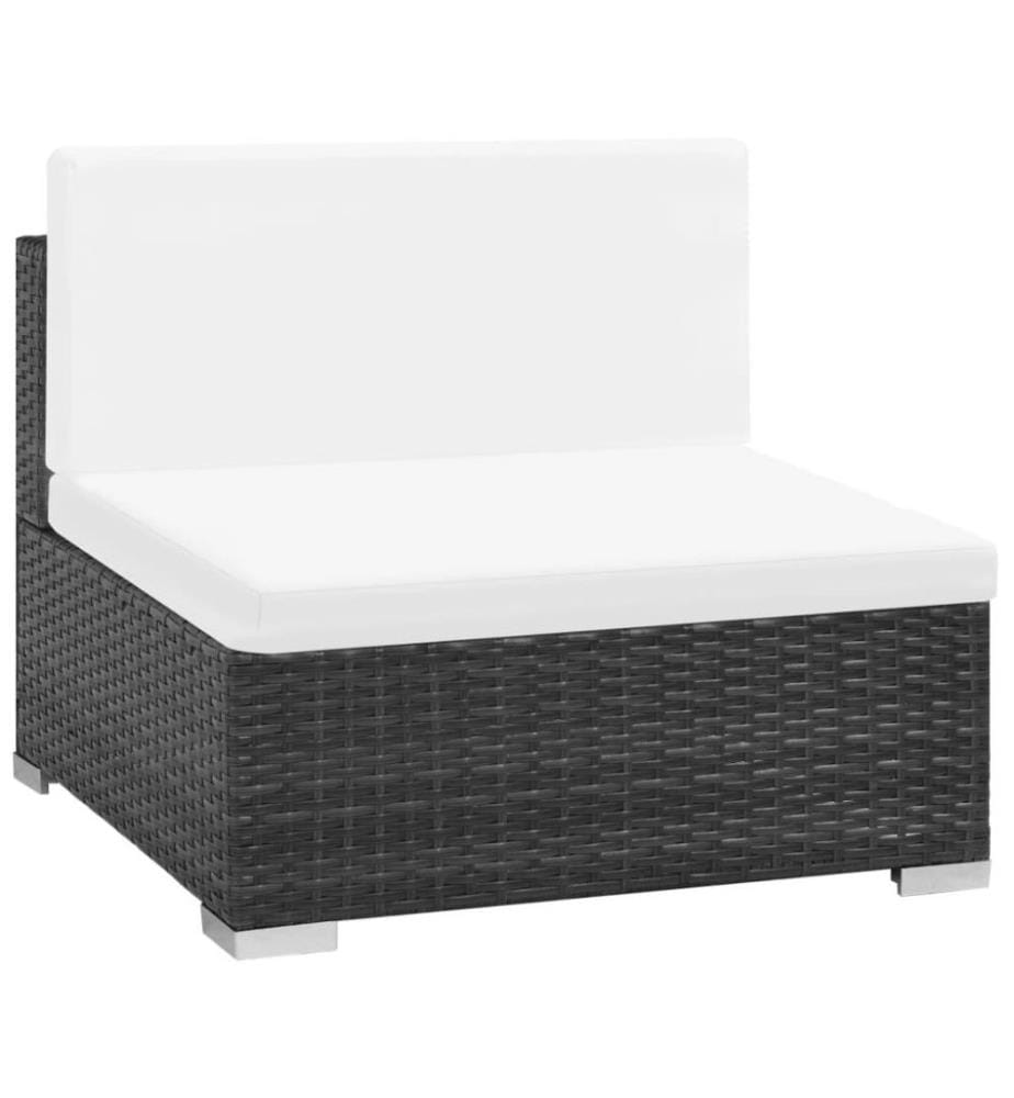 Salon de jardin 6 pcs avec coussins Résine tressée Noir