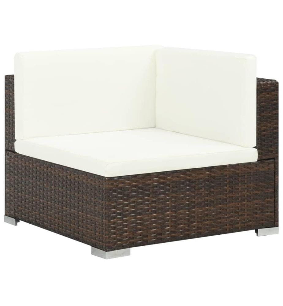 Salon de jardin 6 pcs avec coussins Résine tressée Marron