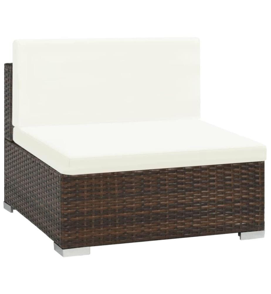 Salon de jardin 6 pcs avec coussins Résine tressée Marron