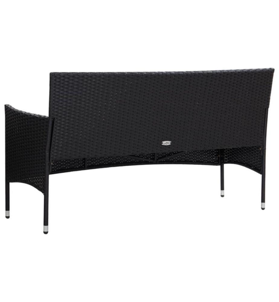 Salon de jardin 4 pcs avec coussins Résine tressée Noir