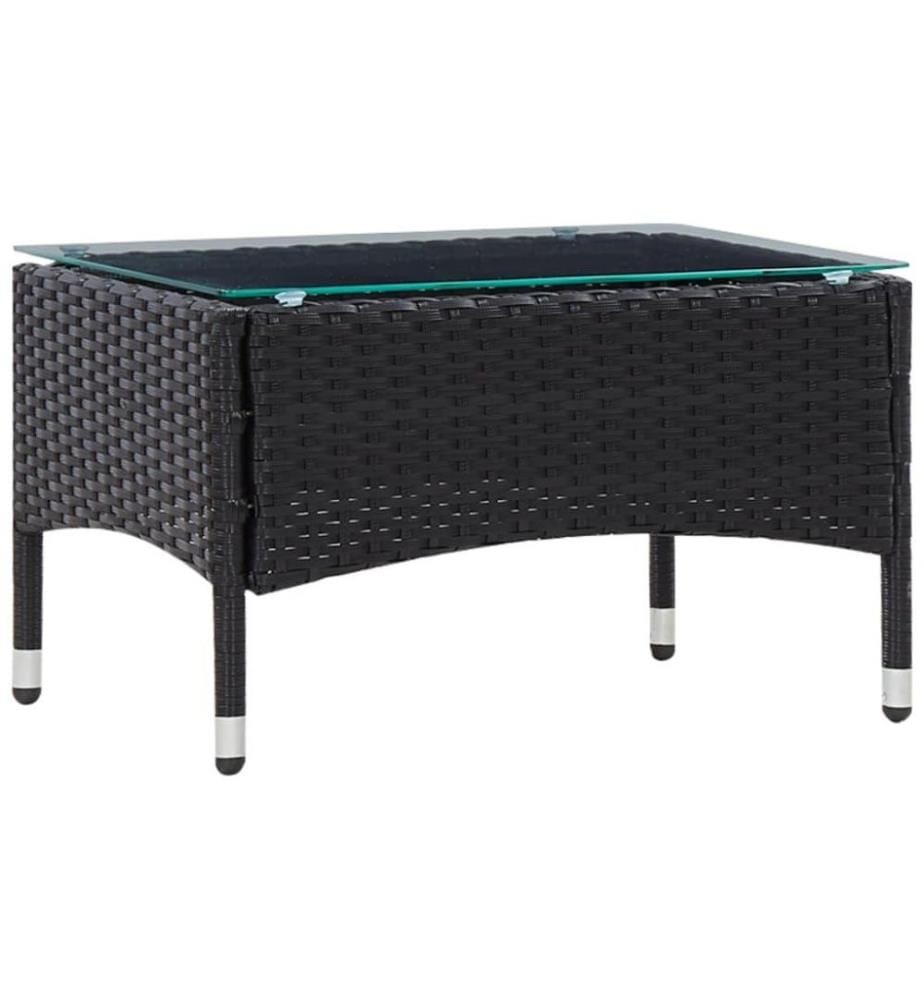 Salon de jardin 4 pcs avec coussins Résine tressée Noir