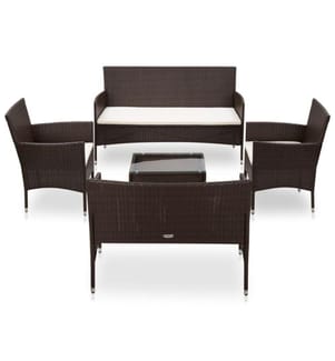 5-tlg. Garten-Lounge-Set mit Auflagen Poly Rattan Braun