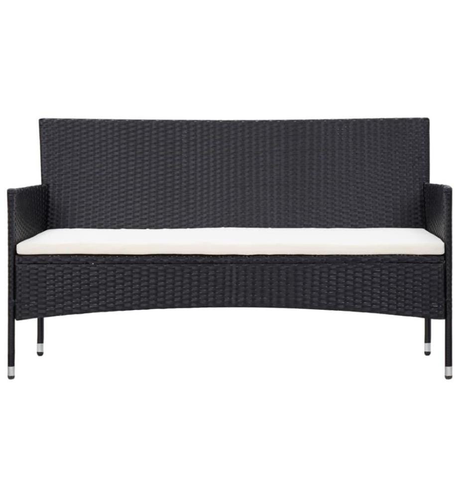 Salon de jardin 5 pcs avec coussins Résine tressée Noir