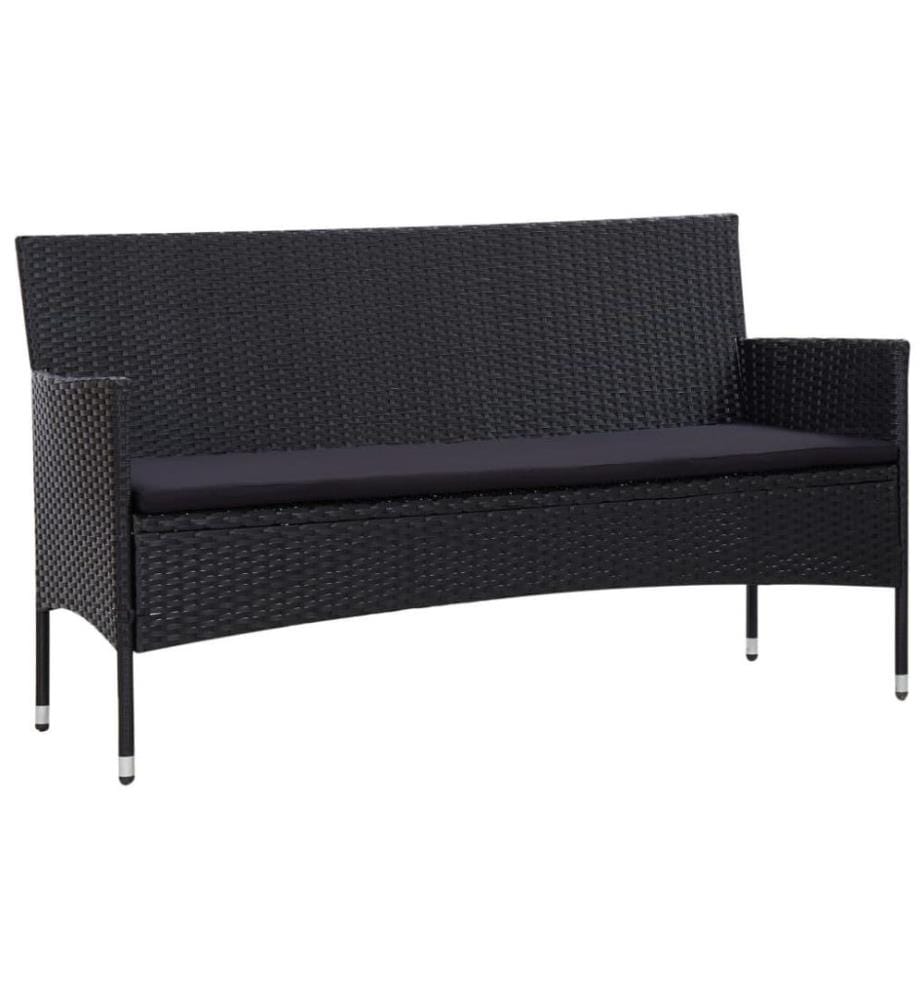 5-tlg. Garten-Lounge-Set mit Auflagen Poly Rattan Schwarz
