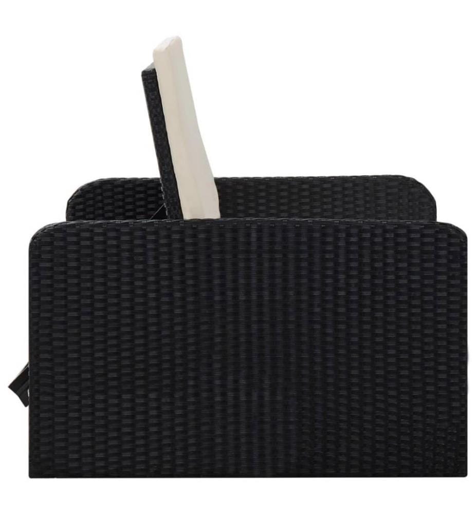 2-tlg. Garten-Lounge-Set mit Auflagen Poly Rattan Schwarz