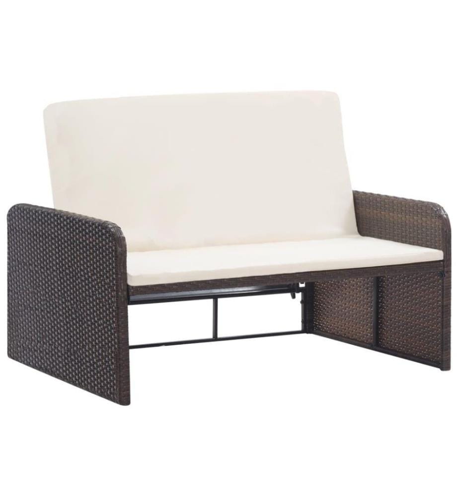 2-tlg. Garten-Lounge-Set mit Auflagen Poly Rattan Braun