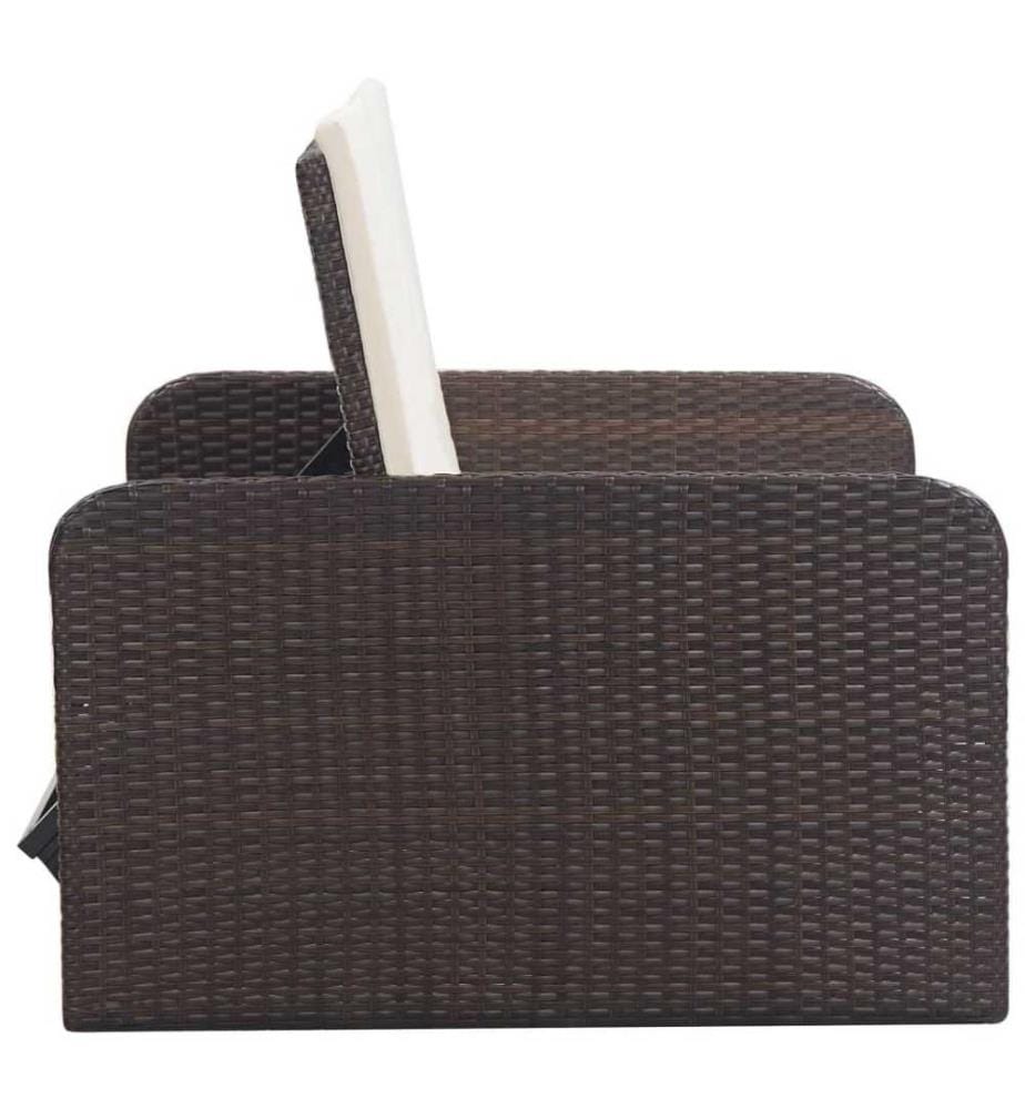 2-tlg. Garten-Lounge-Set mit Auflagen Poly Rattan Braun