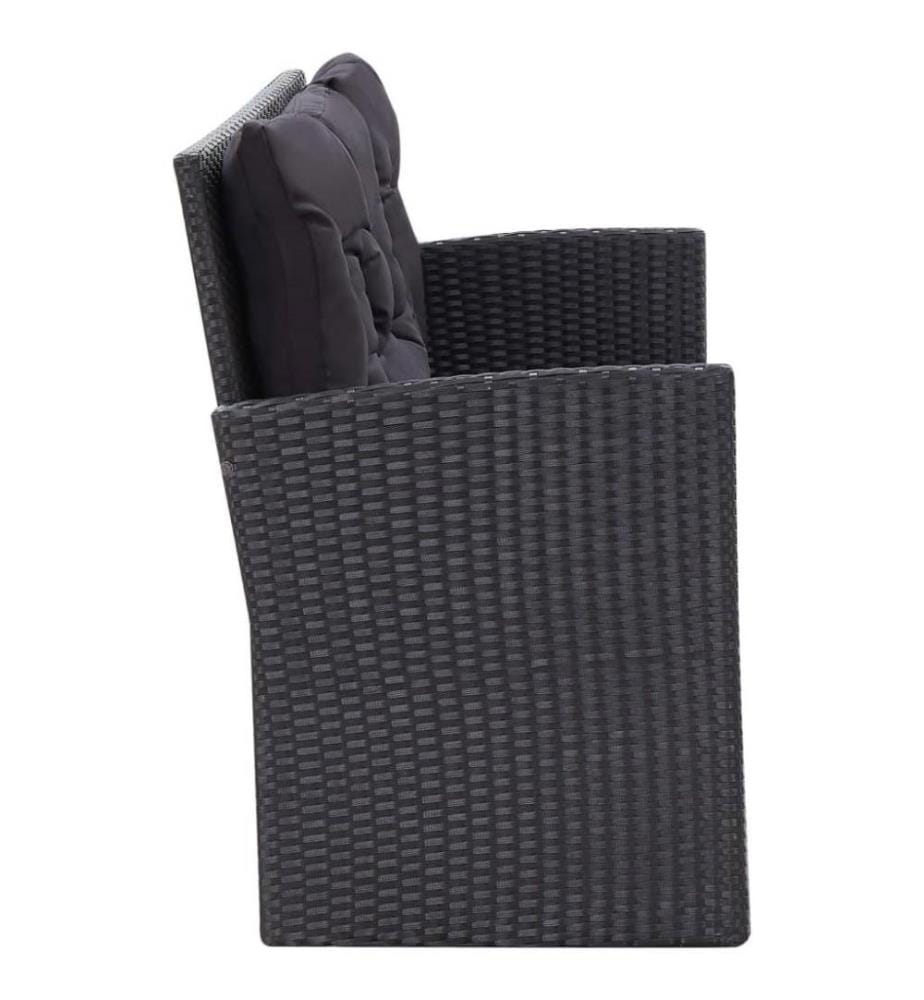Salon de jardin 6 pcs avec coussins Résine tressée Noir
