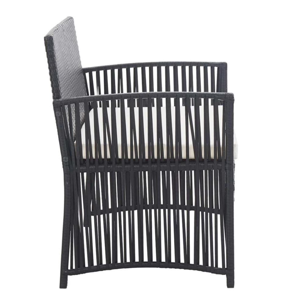 4-tlg. Garten-Lounge-Set mit Auflage Poly Rattan Schwarz