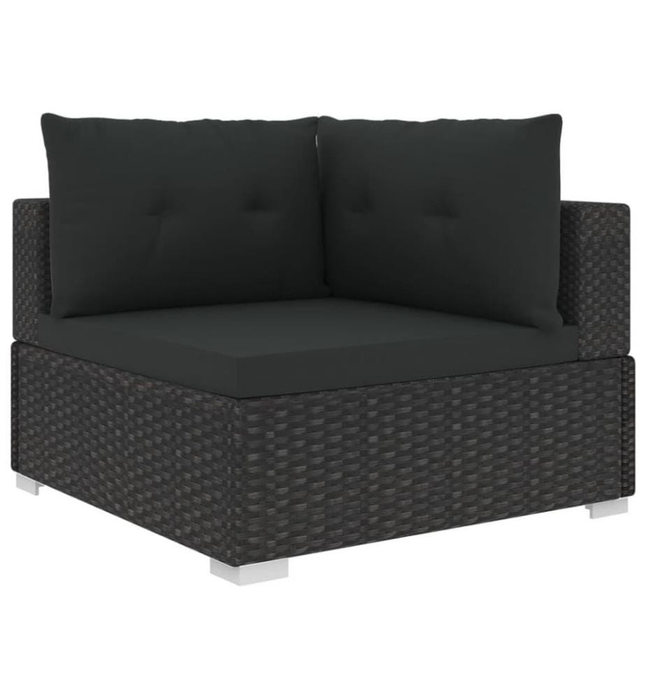 10-tlg. Garten-Lounge-Set mit Auflagen Poly Rattan Schwarz