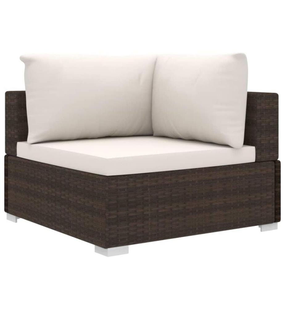 4-tlg. Garten-Lounge-Set mit Auflagen Poly Rattan Braun