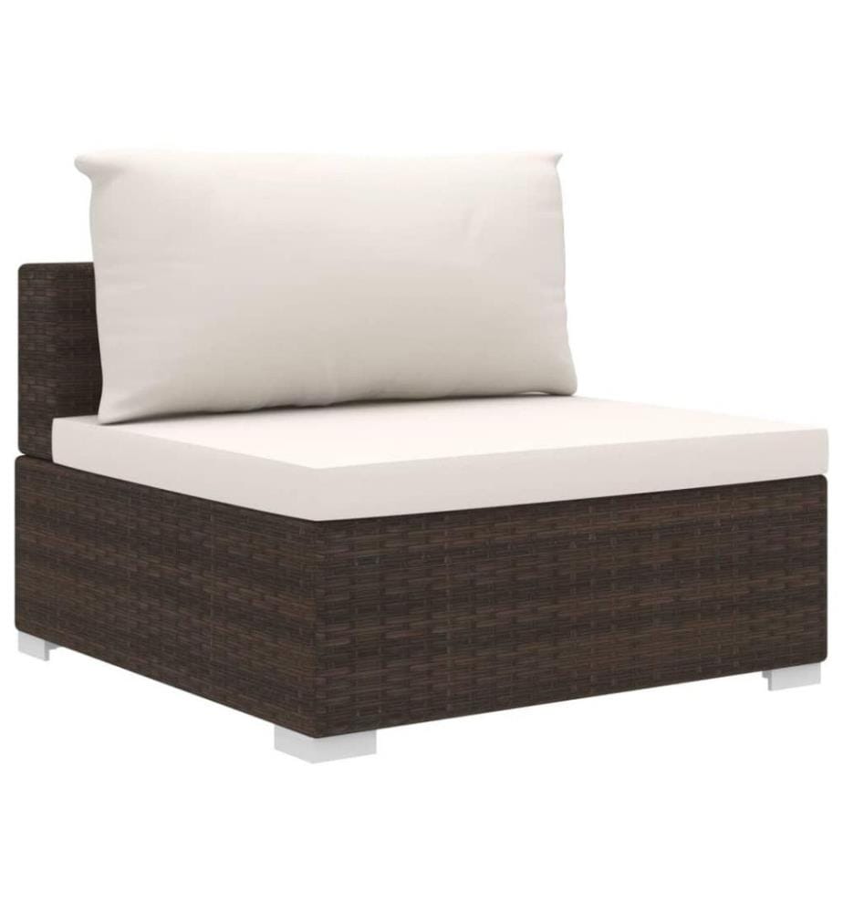 4-tlg. Garten-Lounge-Set mit Auflagen Poly Rattan Braun