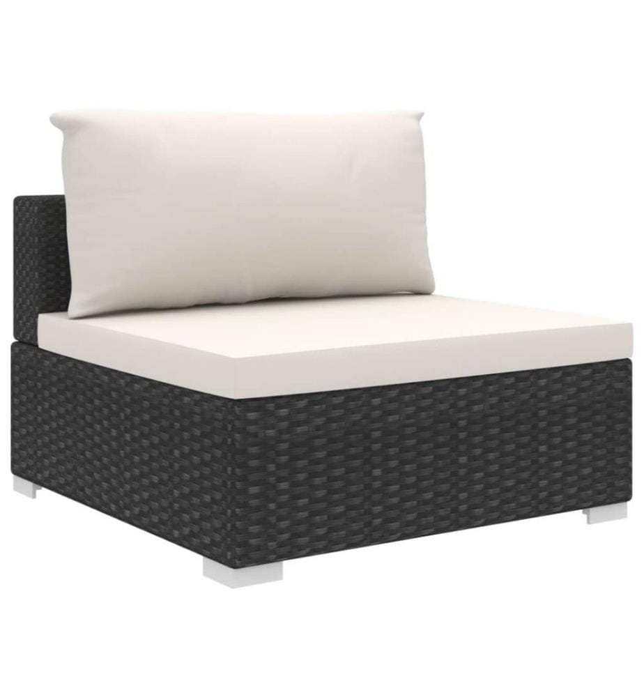 Salon de jardin 4 pcs avec coussins Résine tressée Noir