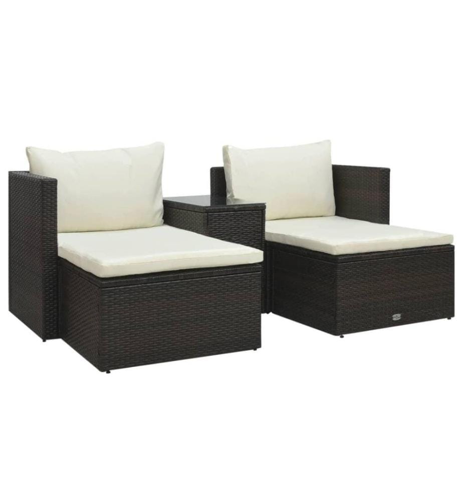 5-tlg. Garten-Lounge-Set mit Auflagen Poly Rattan Braun