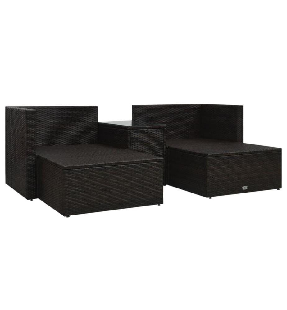 5-tlg. Garten-Lounge-Set mit Auflagen Poly Rattan Braun