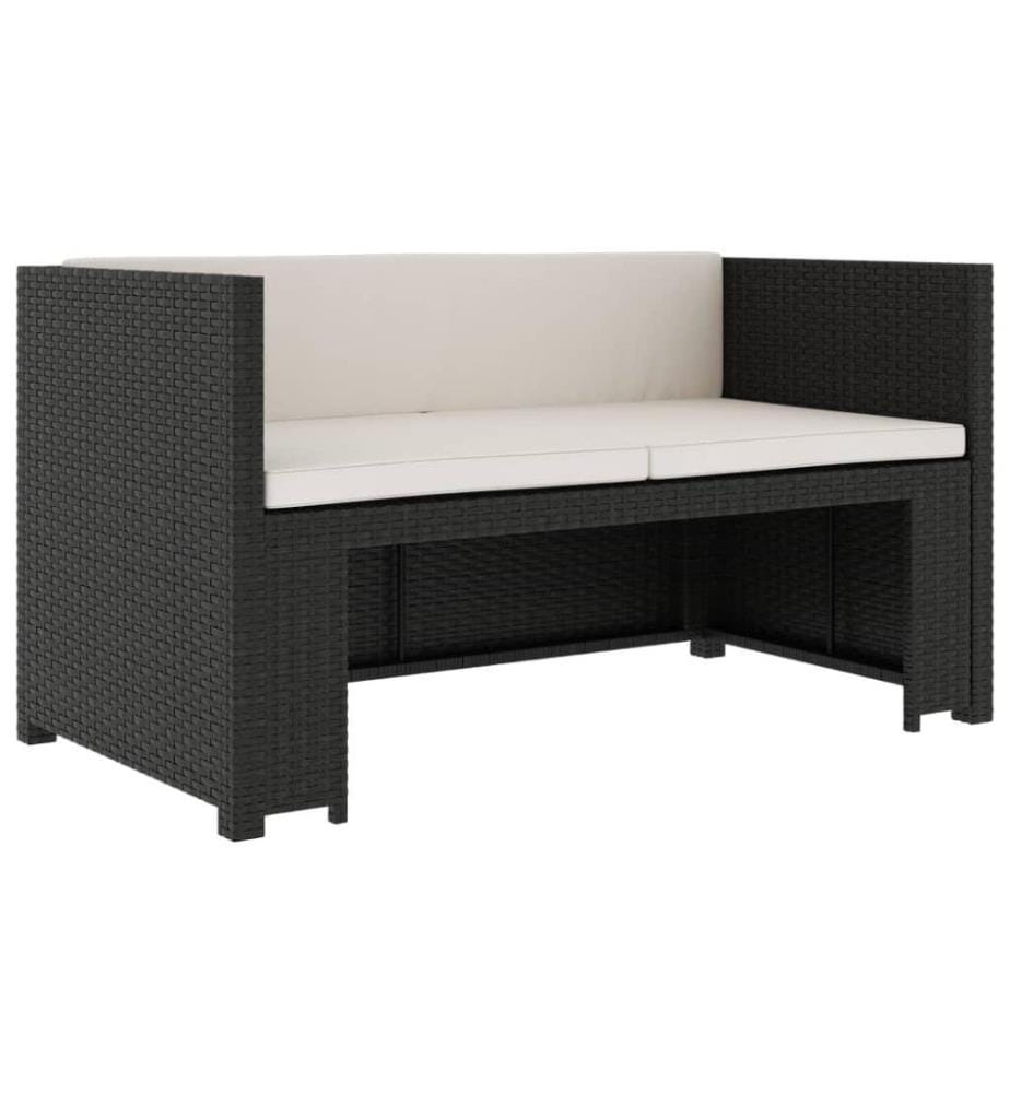 5-tlg. Garten-Lounge-Set mit Auflagen Poly Rattan Schwarz