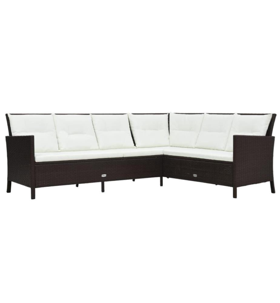 3-tlg. Garten-Lounge-Set mit Auflagen Poly Rattan Braun