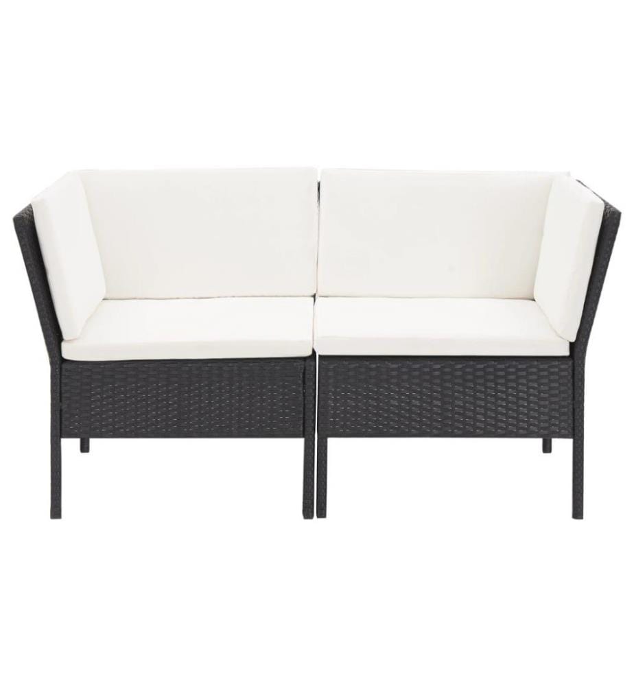 Salon de jardin 6 pcs avec coussins Résine tressée Noir