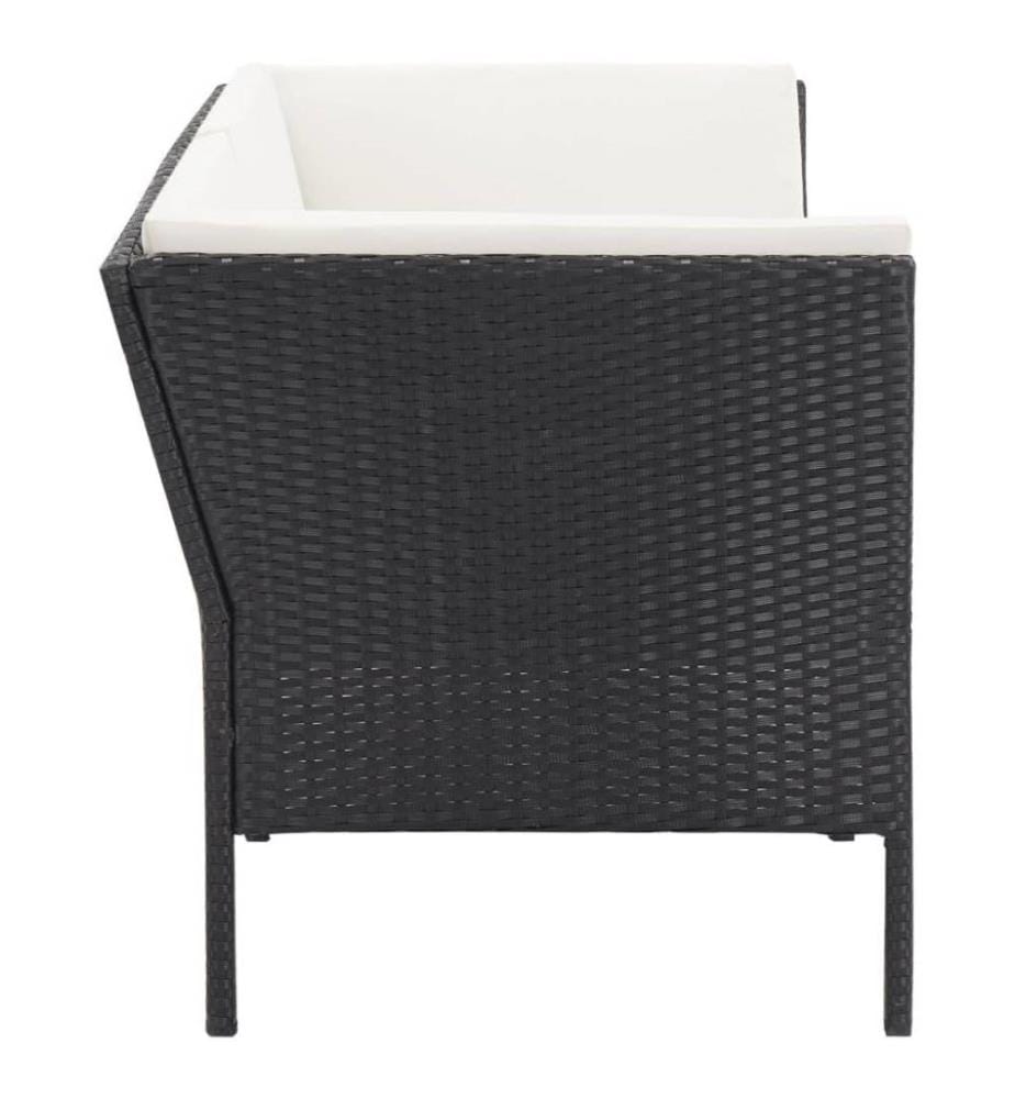 Salon de jardin 6 pcs avec coussins Résine tressée Noir