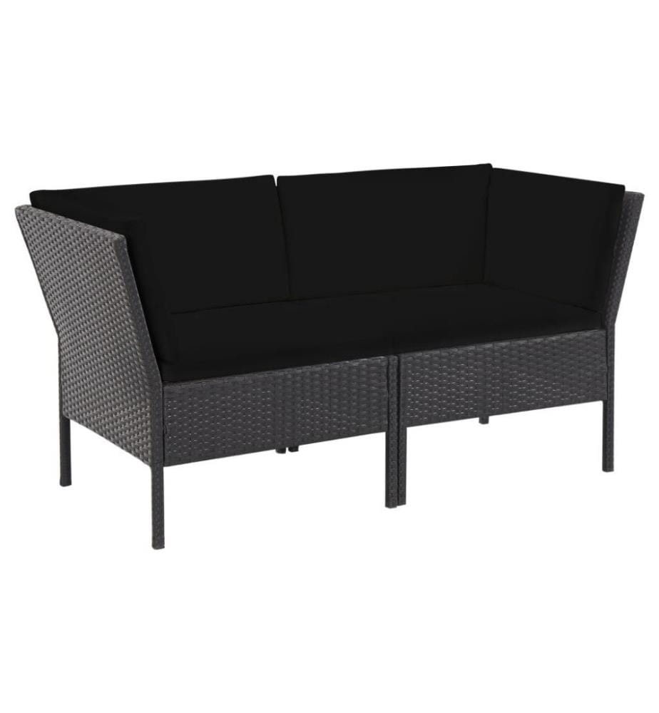 Salon de jardin 6 pcs avec coussins Résine tressée Noir