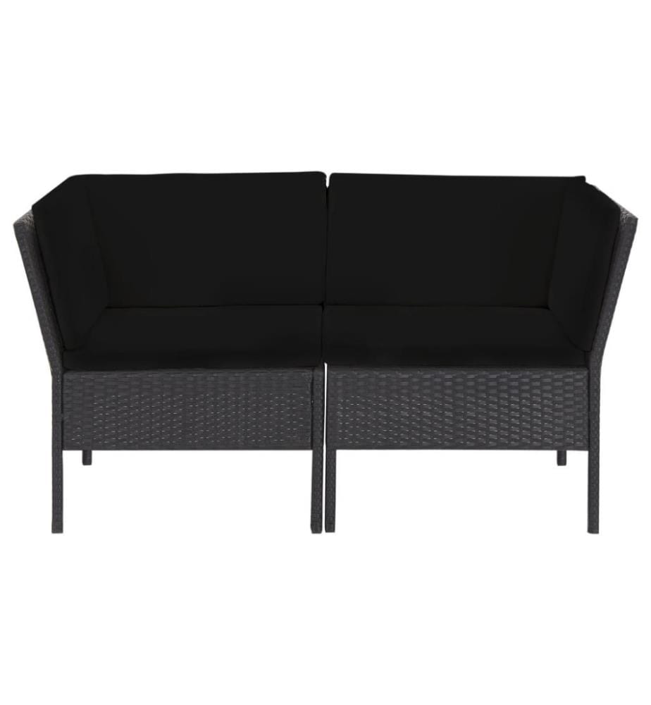 Salon de jardin 6 pcs avec coussins Résine tressée Noir