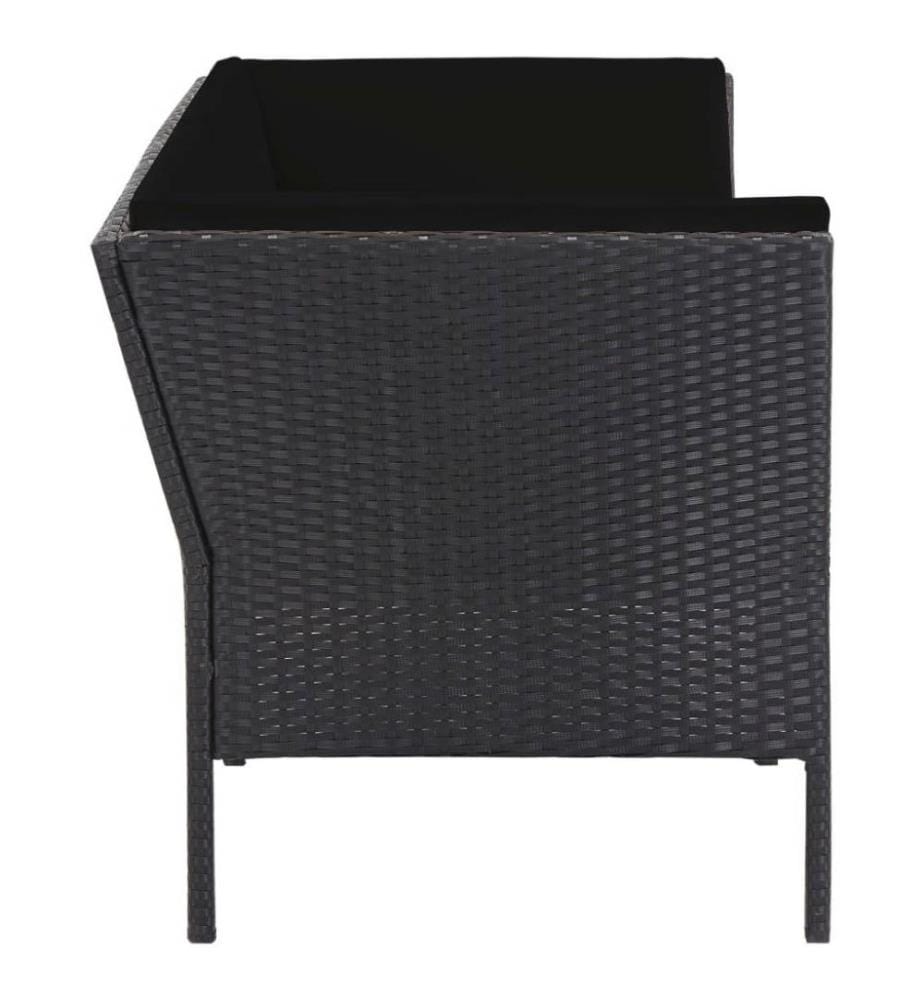 Salon de jardin 6 pcs avec coussins Résine tressée Noir