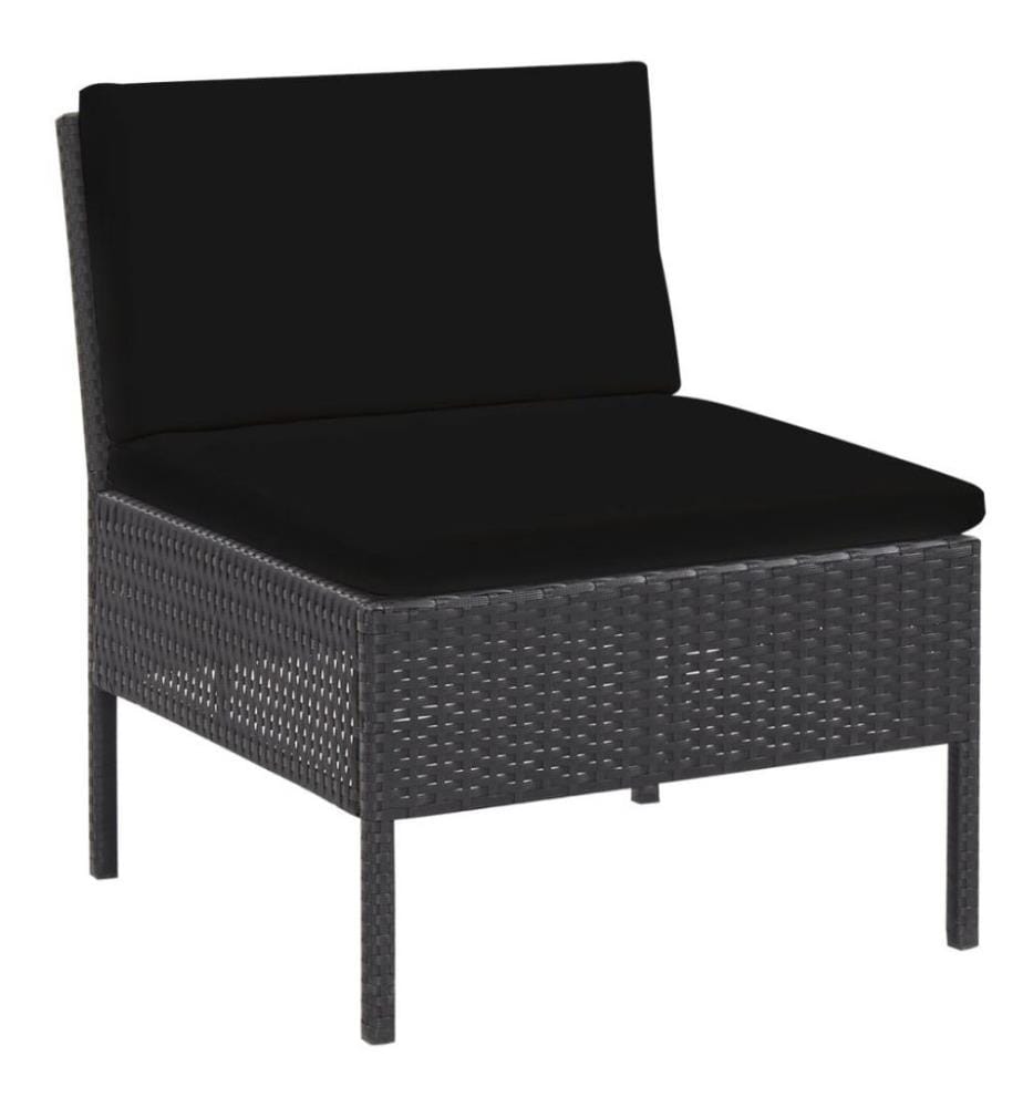 Salon de jardin 5 pcs avec coussins Résine tressée Noir
