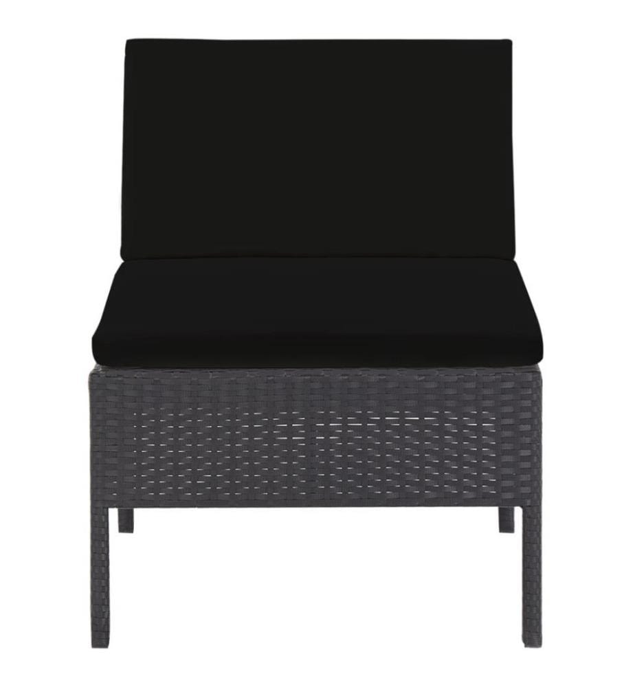 Salon de jardin 5 pcs avec coussins Résine tressée Noir