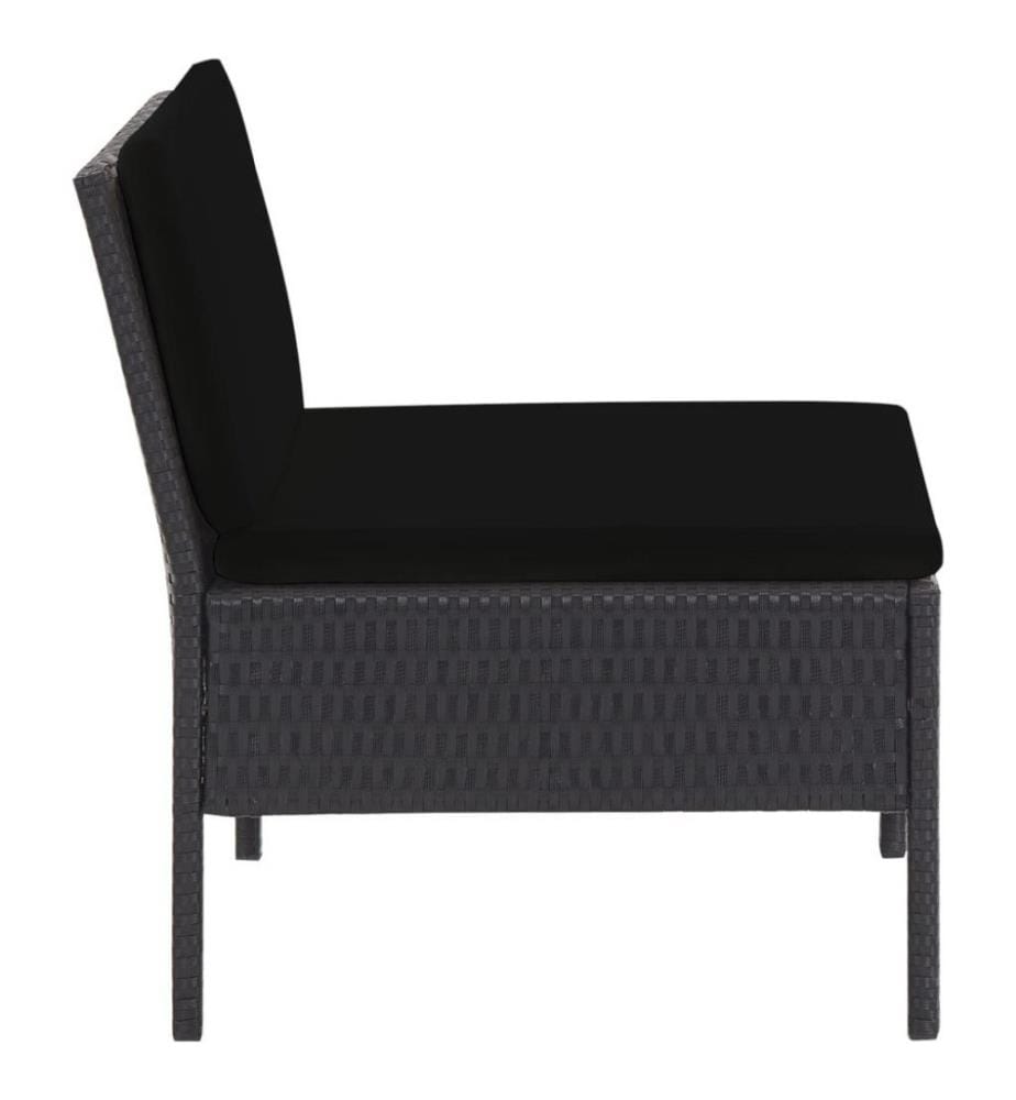 Salon de jardin 5 pcs avec coussins Résine tressée Noir