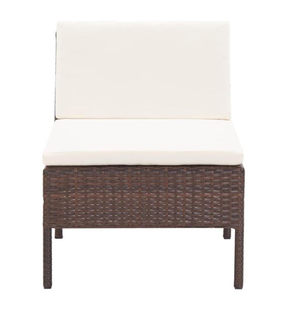 3-tlg. Garten-Lounge-Set mit Auflagen Poly Rattan Braun