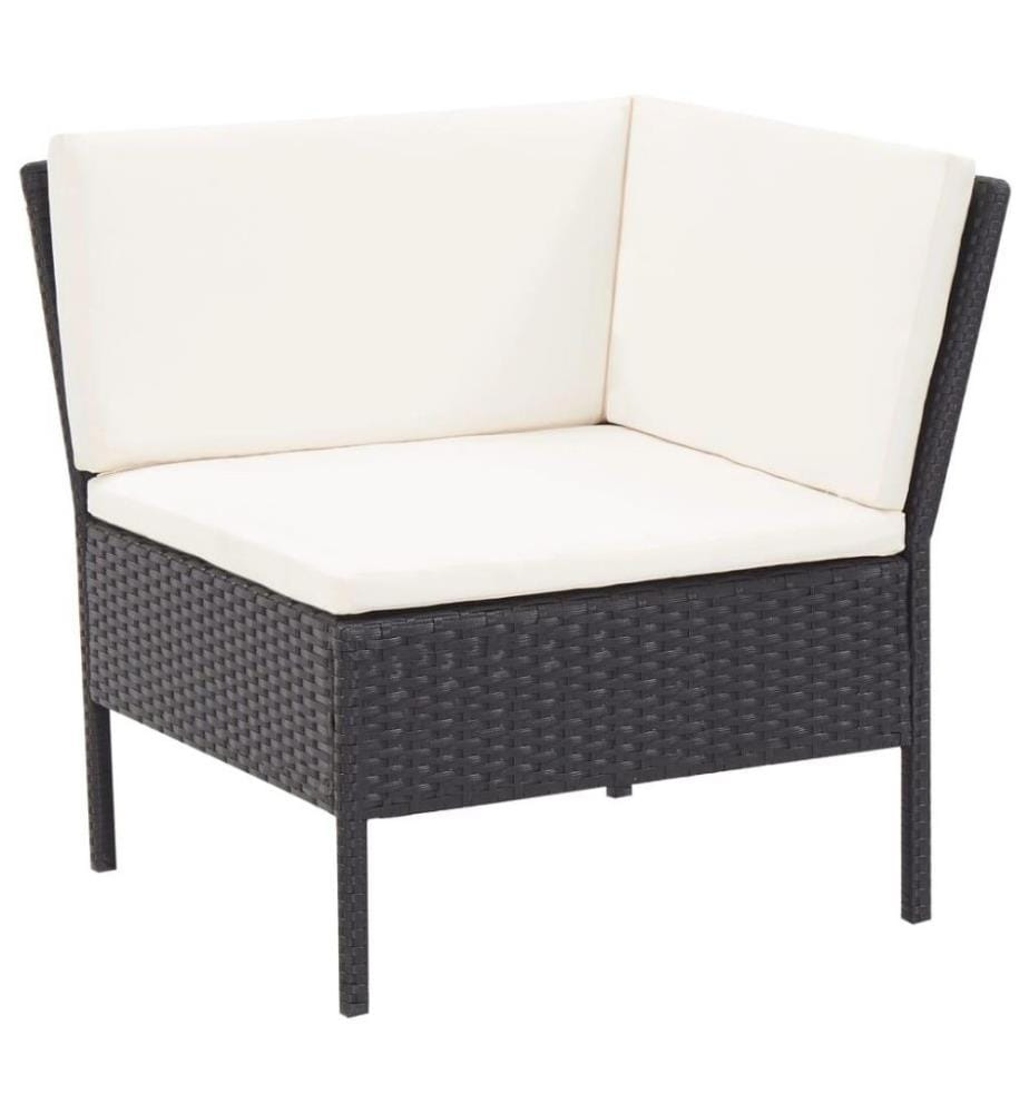 3-tlg. Garten-Lounge-Set mit Auflagen Poly Rattan Schwarz