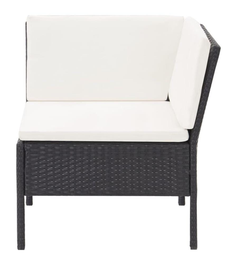3-tlg. Garten-Lounge-Set mit Auflagen Poly Rattan Schwarz