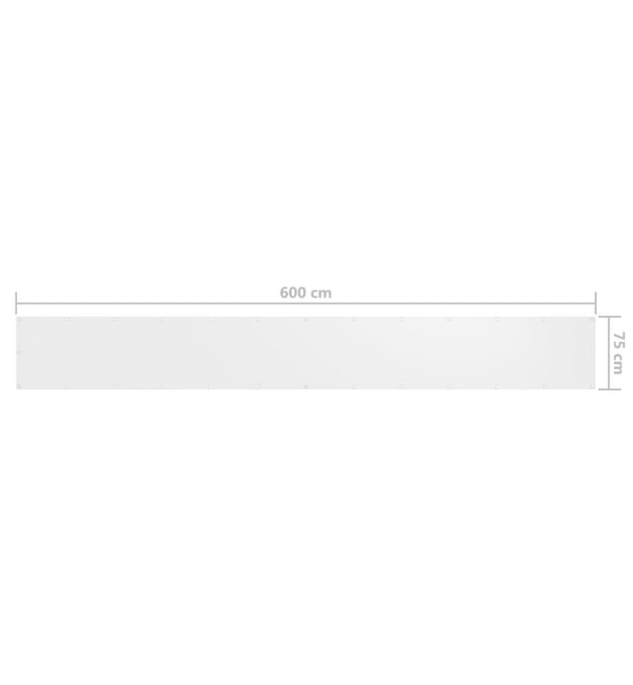 Écran de balcon Blanc 75x600 cm Tissu Oxford