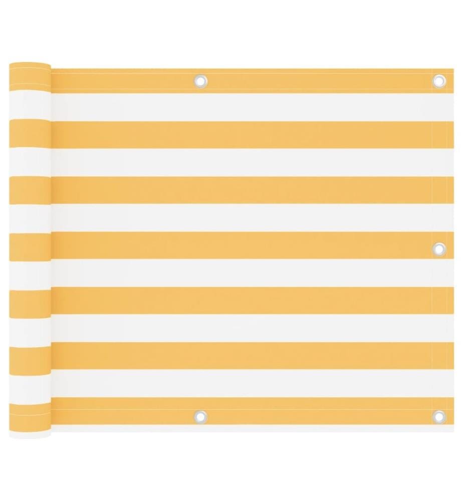 Écran de balcon Blanc et jaune 75x300 cm Tissu Oxford