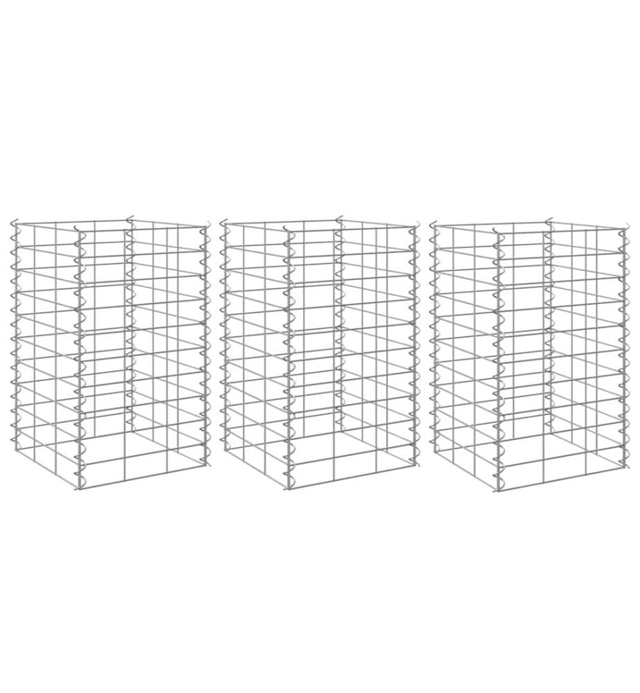 Gabionen-Hochbeete 3 Stk. 30x30x50 cm Eisen