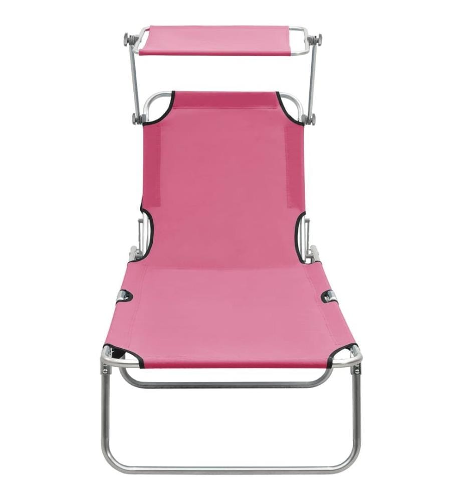 Klappliege mit Sonnendach Stahl Rosa