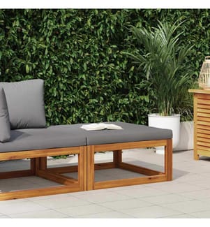 Repose-pied avec coussin gris foncé Bois d'acacia massif