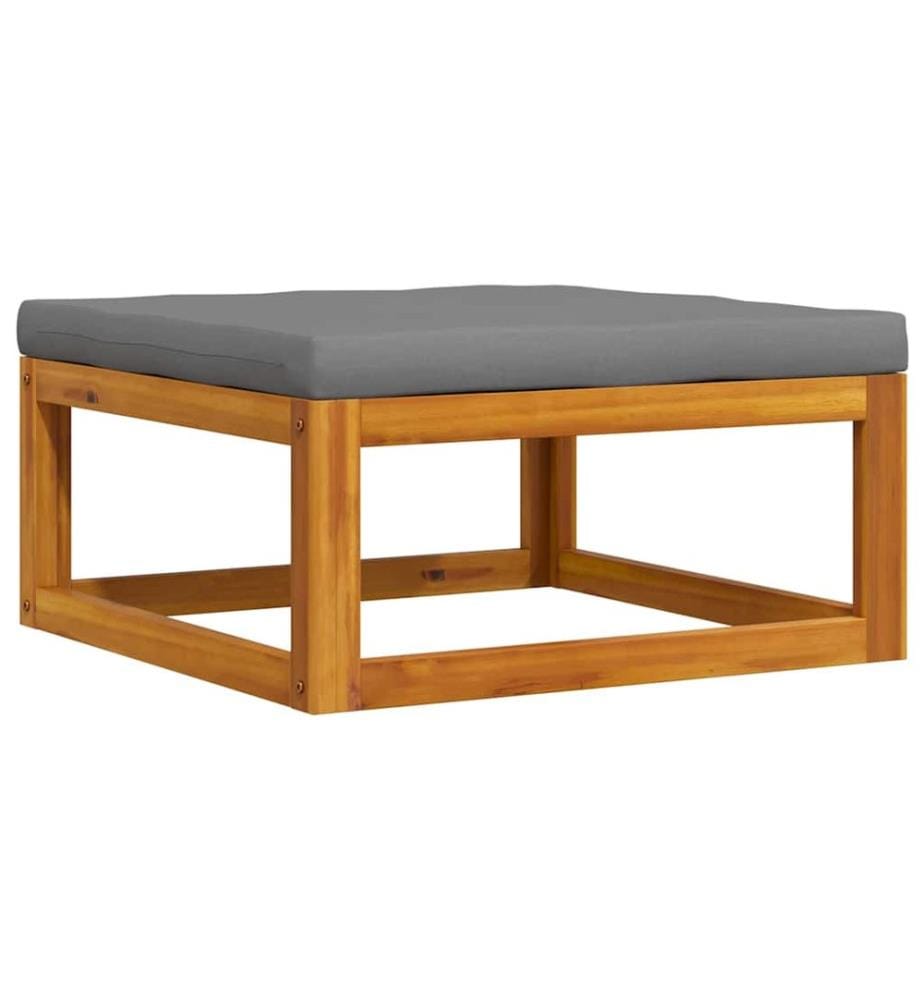 Repose-pied avec coussin gris foncé Bois d'acacia massif