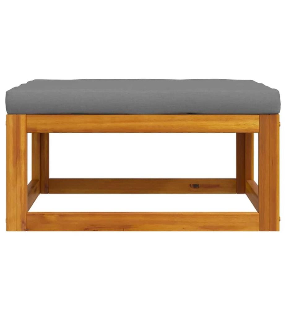 Repose-pied avec coussin gris foncé Bois d'acacia massif