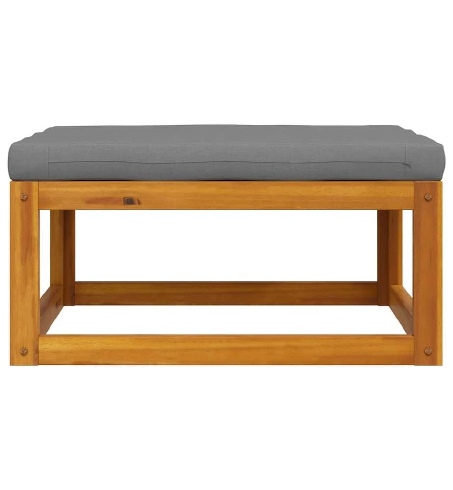 Repose-pied avec coussin gris foncé Bois d'acacia massif