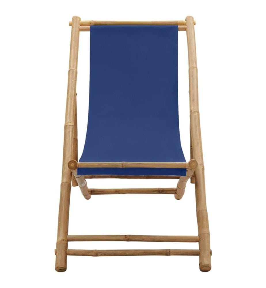Liegestuhl Bambus und Canvas Marineblau