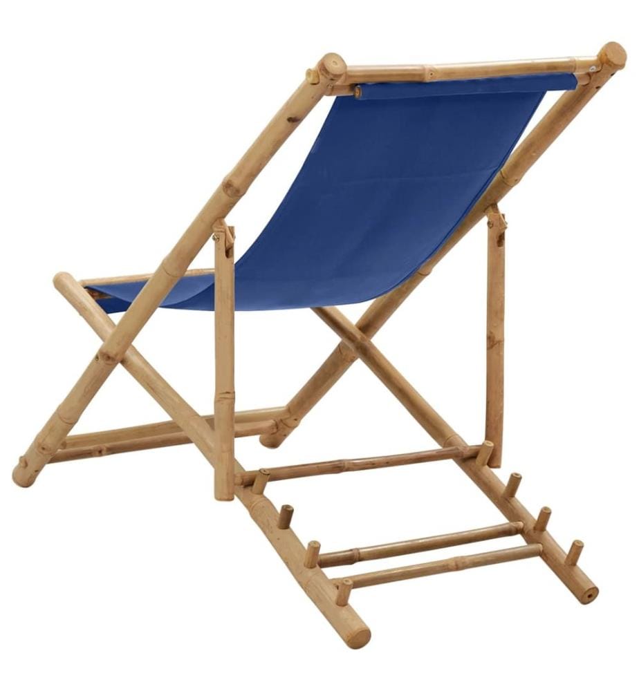 Liegestuhl Bambus und Canvas Marineblau