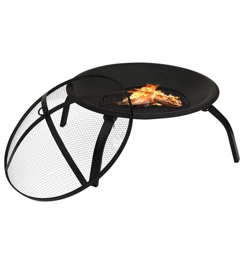 Foyer et barbecue avec tisonnier 2 en 1 56x56x49 cm Acier