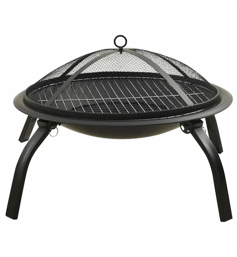 Foyer et barbecue avec tisonnier 2 en 1 56x56x49 cm Acier